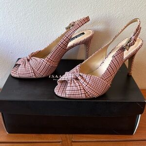 New Issac Mizrahi pink and black slingback pump 3inch heel